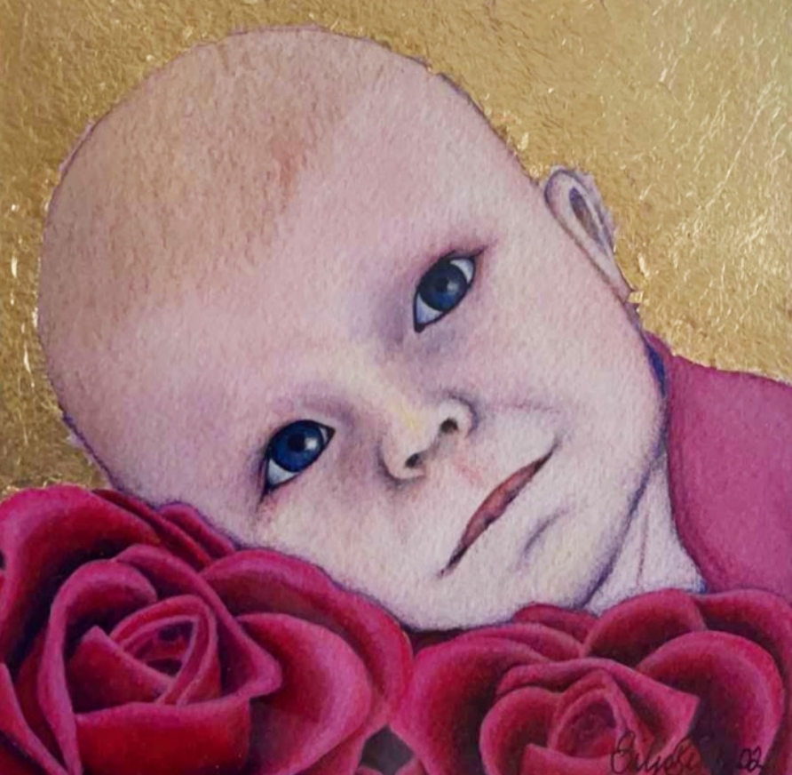 art and illustration baby portrait painting