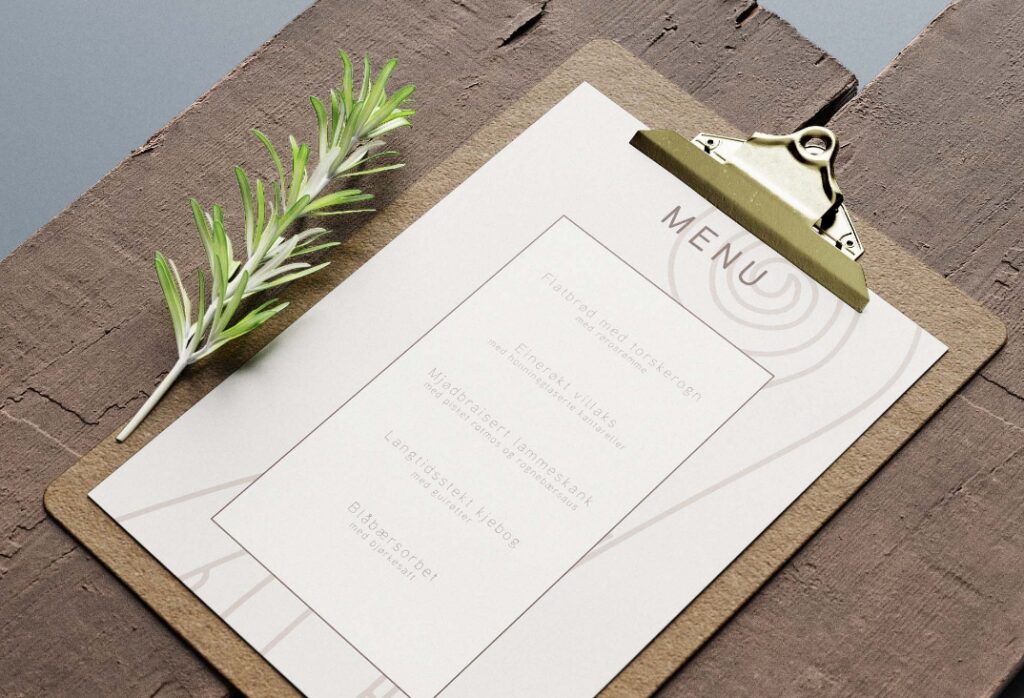 njord restaurant menu design